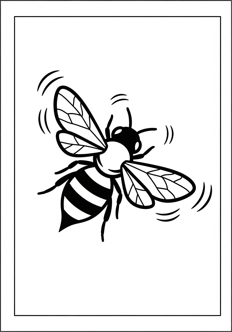 Desenho de Abelha fofa em voo para colorir