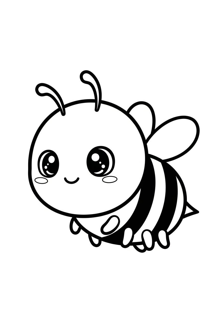 Desenho de Abelha fofa com grandes olhos para colorir