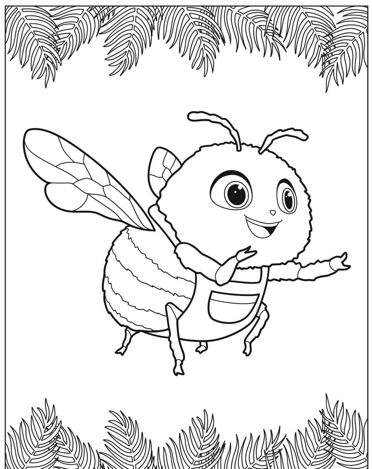 Desenho de Abelha fofa sorridente para colorir