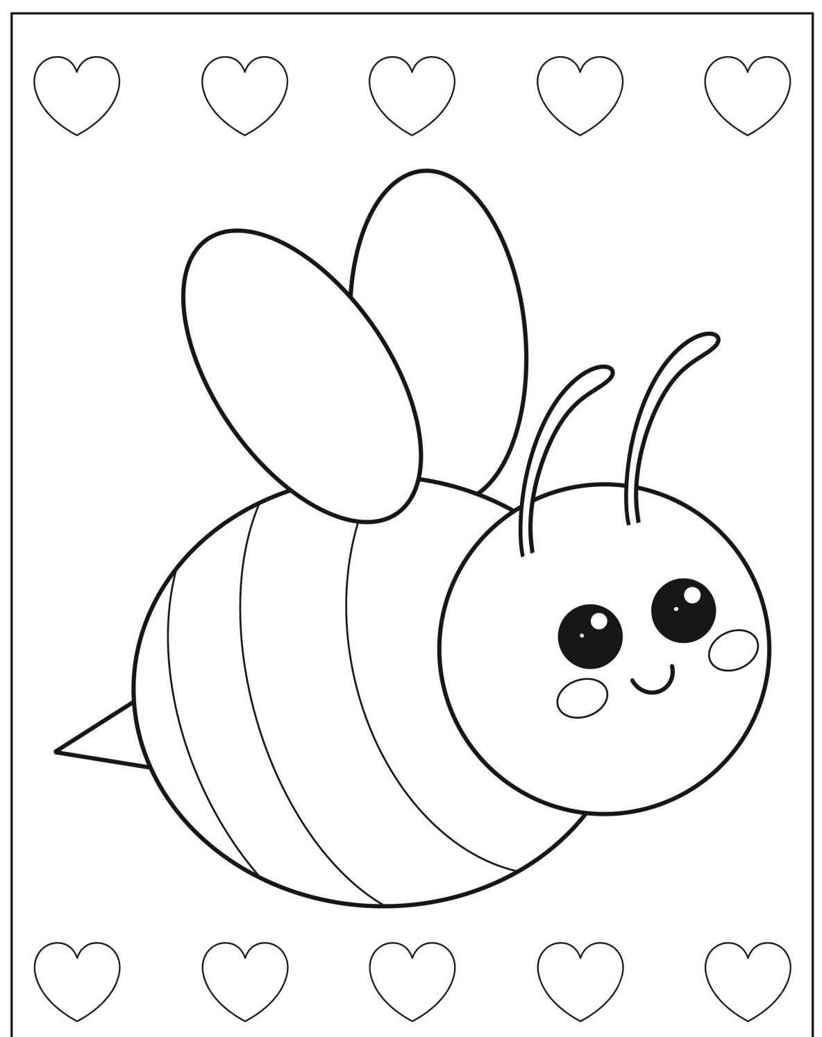 Desenho de Abelha fofa com asas grandes para colorir