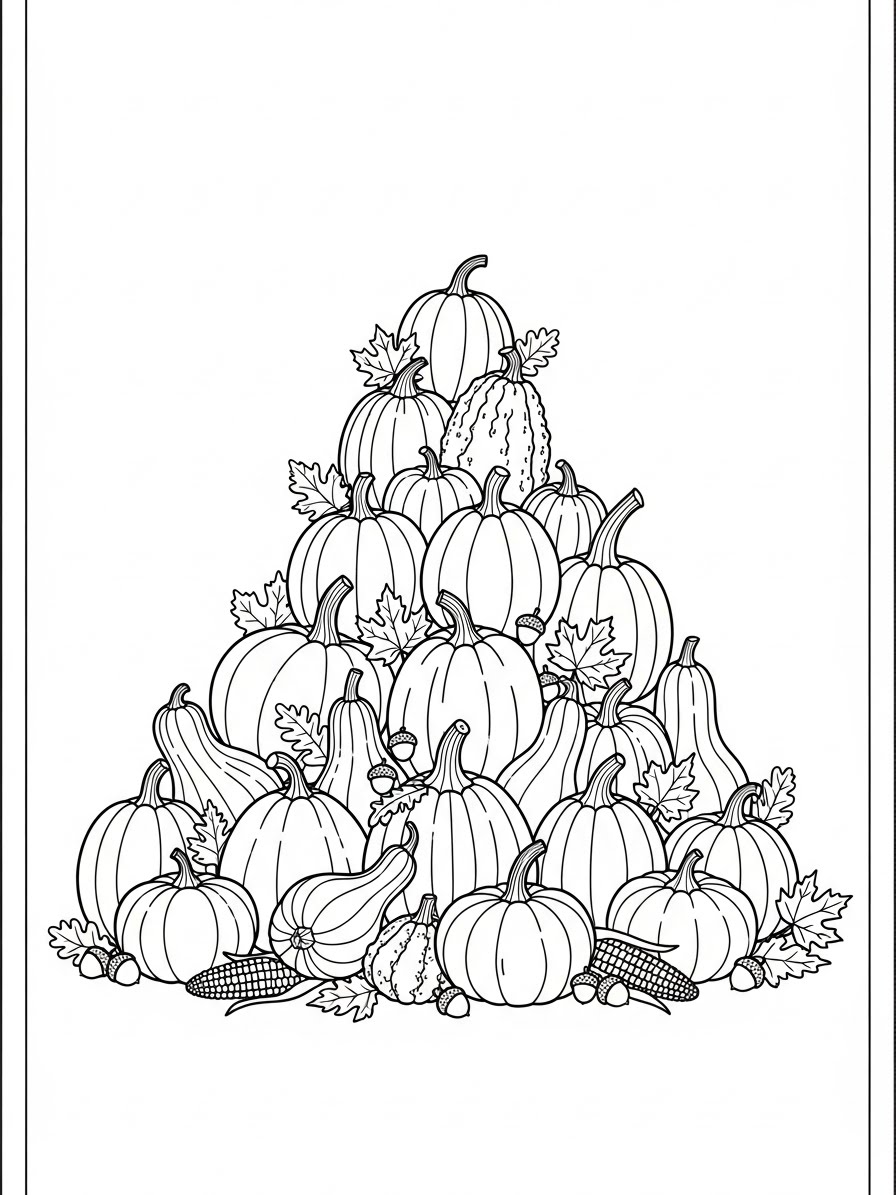 Desenho de Abóbora empilhadas para colorir