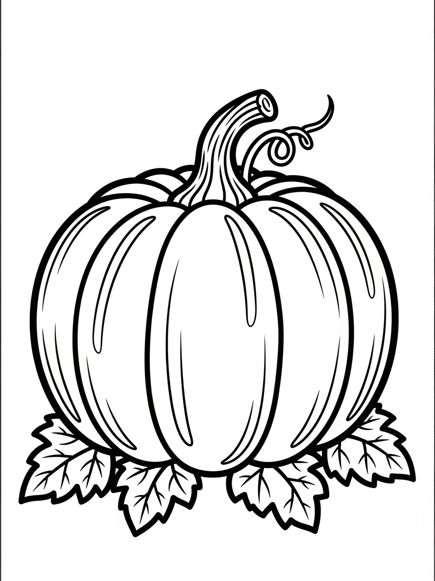 Desenho de Abóbora com folhas para colorir