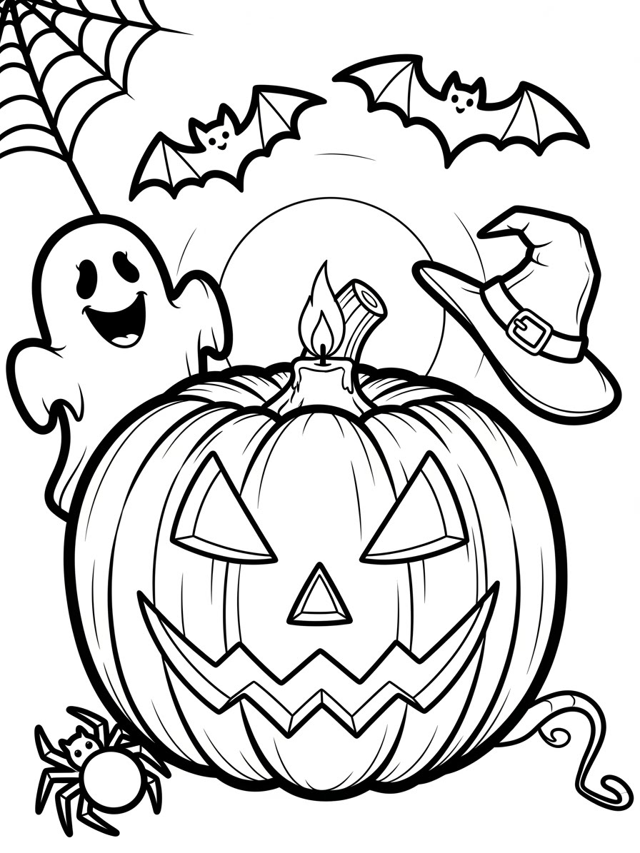 Desenho de Abóbora do Halloween para colorir