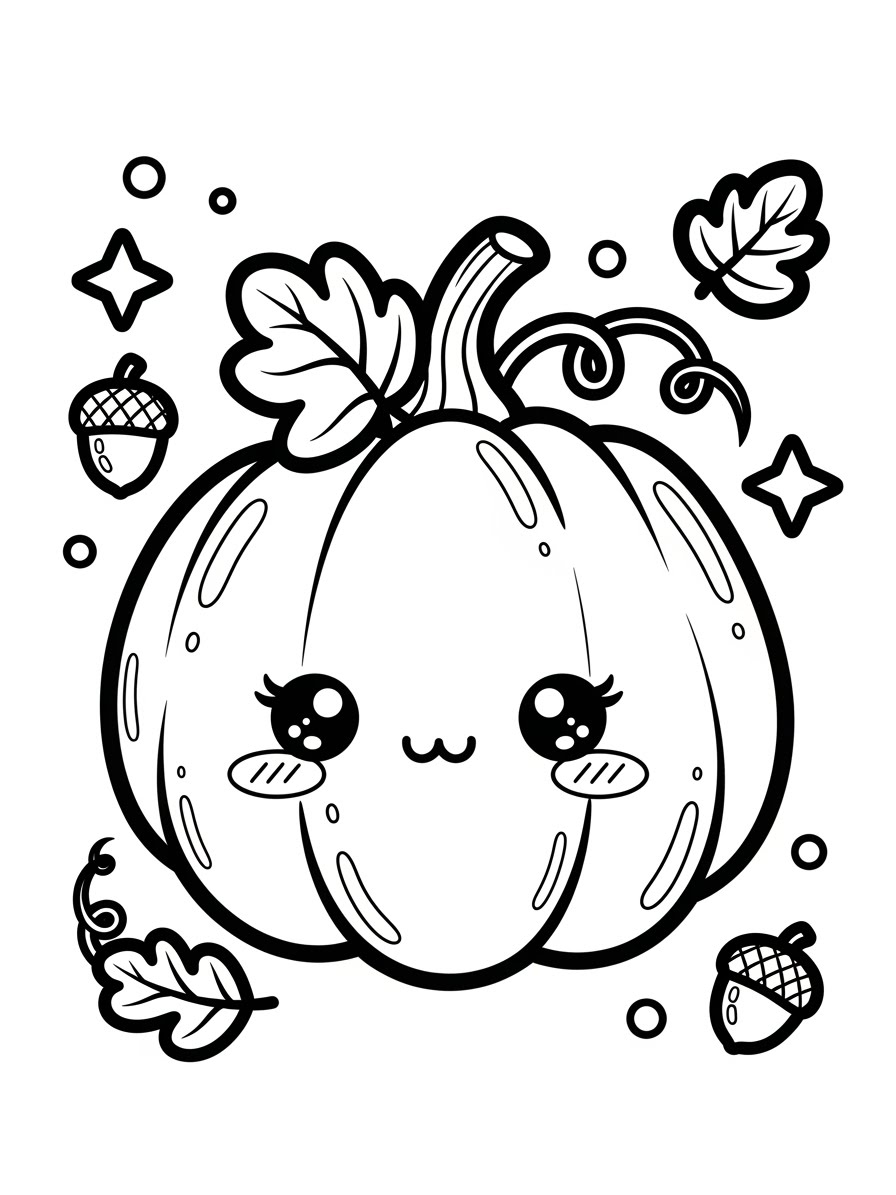 Desenho de Abóbora Fofa para colorir