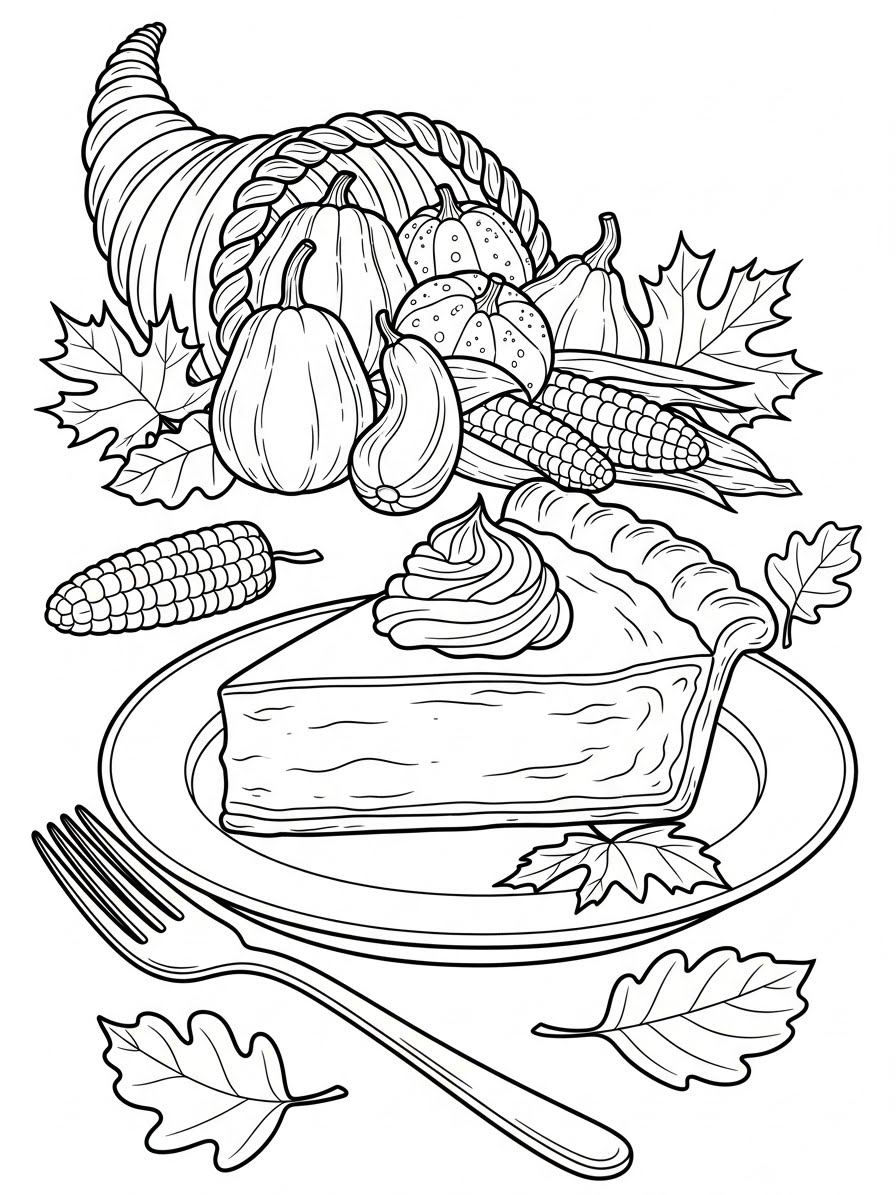 Desenho de Abóbora em forma de torta para colorir