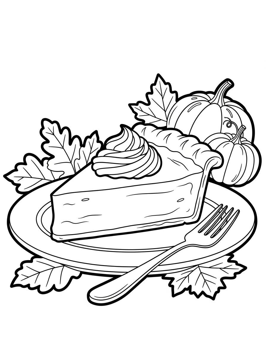 Desenho de Fatia de Torta de Abóbora para colorir
