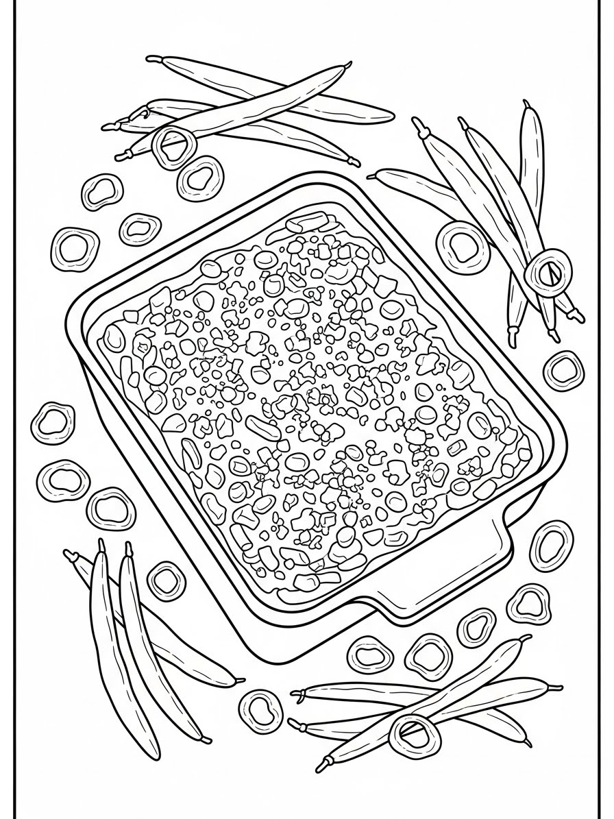 Desenho de Ação de Graças com prato de comida para colorir