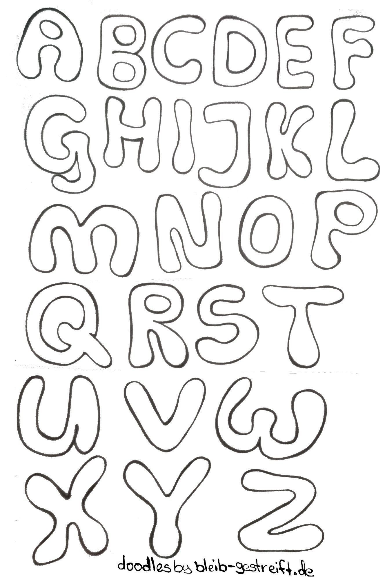 Desenho do Alfabeto em letras arredondadas para colorir