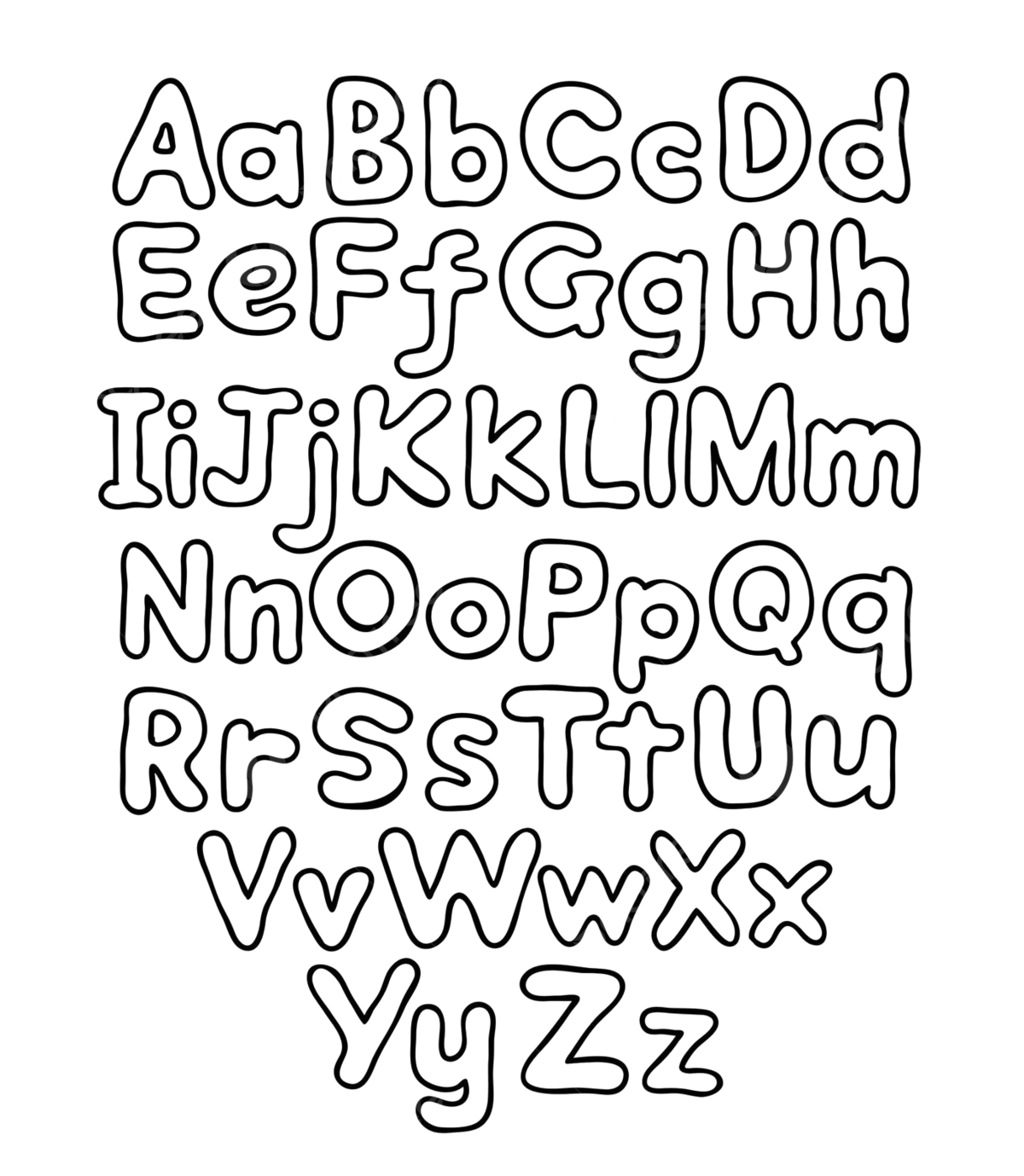 Desenho do Alfabeto maiúsculo e minúsculo para colorir