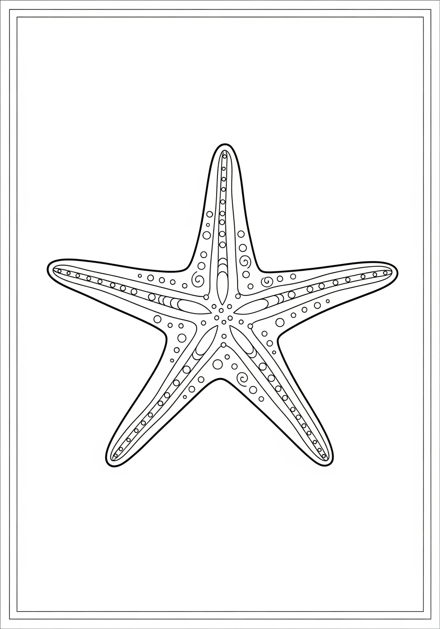 Desenho de Animais Marinhos com Estrela do Mar para colorir