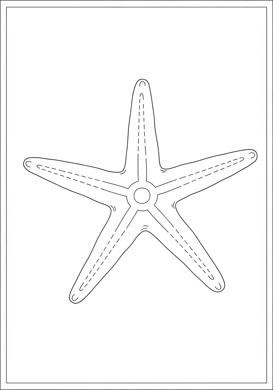 Desenho de Animais Marinhos com Estrela do Mar para colorir