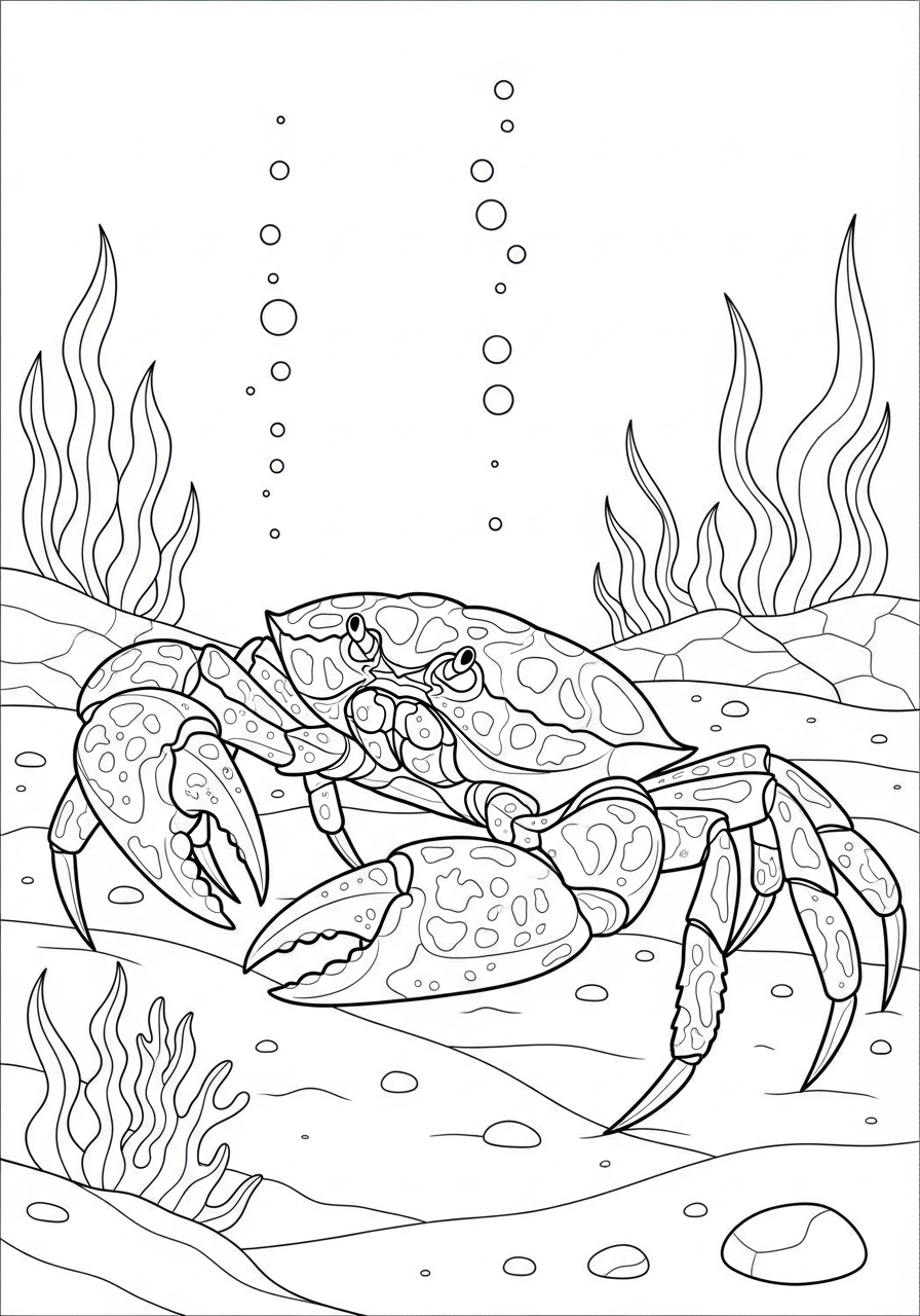Desenho de Animais Marinhos com Caranguejo para colorir