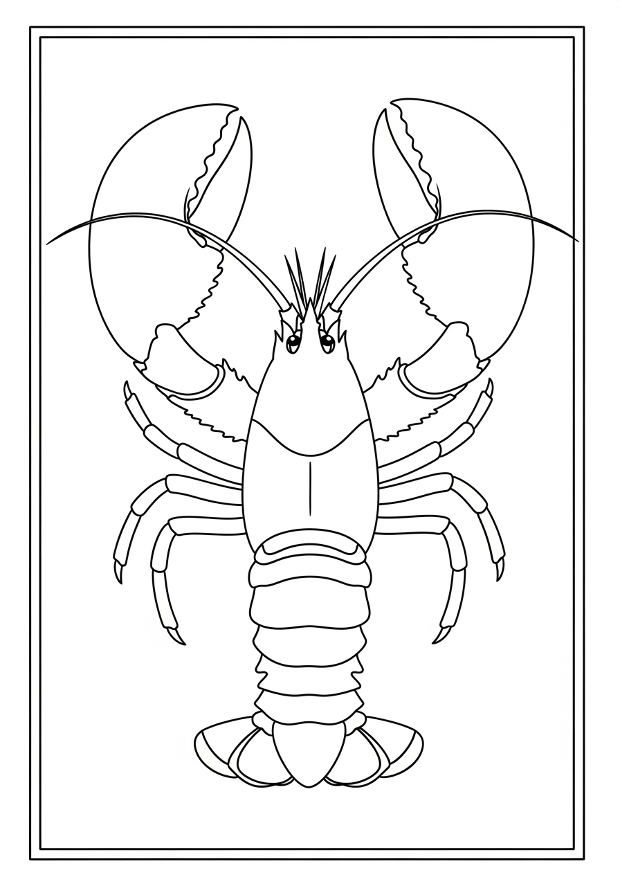 Desenho de Animais Marinhos com Lagosta realista para colorir