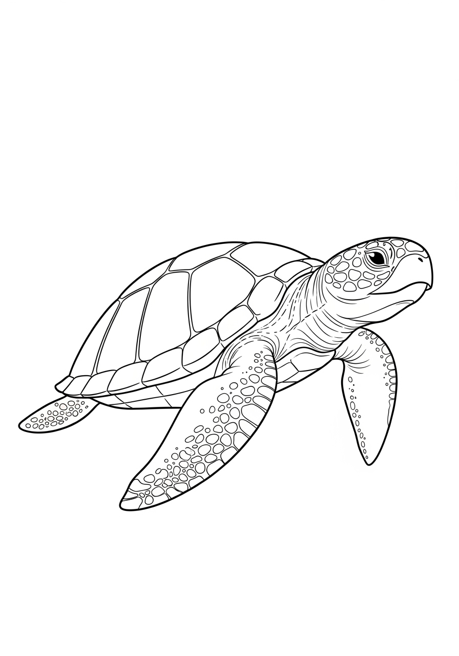 Desenho de Animais Marinhos com Tartaruga para colorir