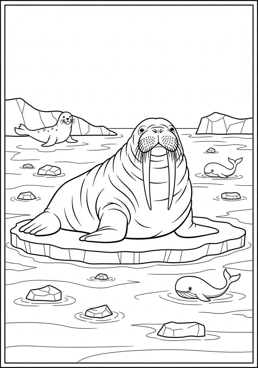 Desenho de Animais Marinhos com Finale de Lobo Marinho para colorir