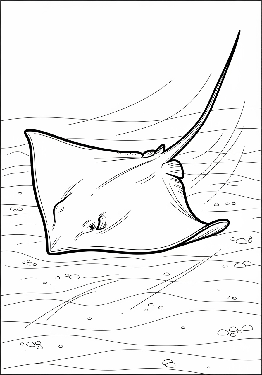 Desenho de Animais Marinhos com Raia para colorir