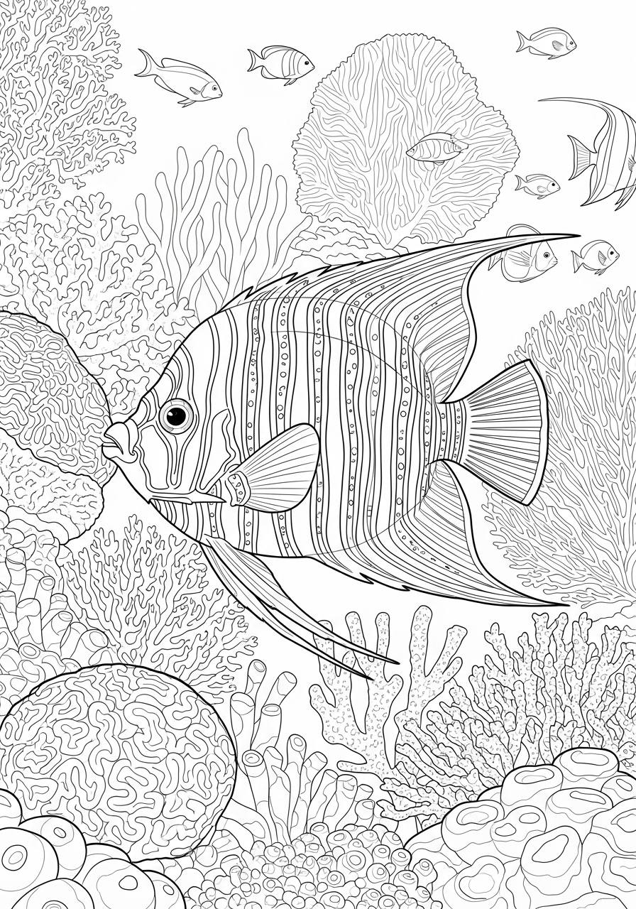 Desenho de Animais Marinhos com Peixe Lindo para colorir