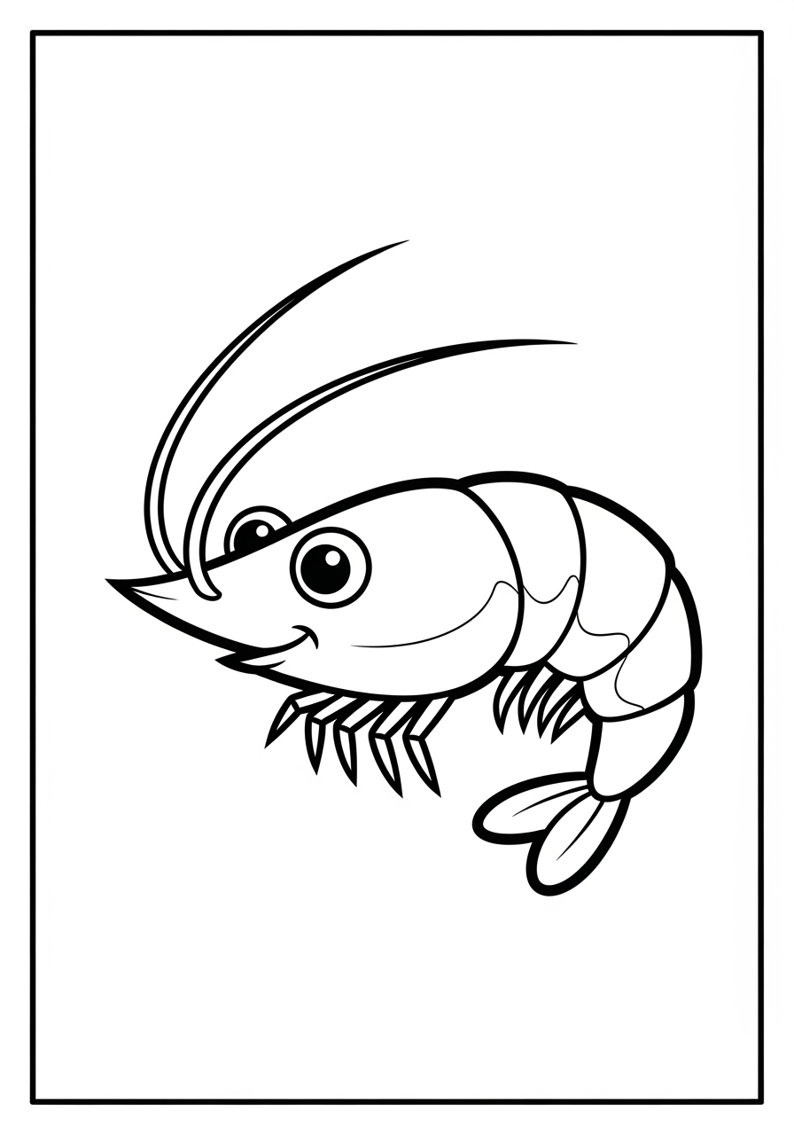 Desenho de Animais Marinhos com Camarão fofo para colorir