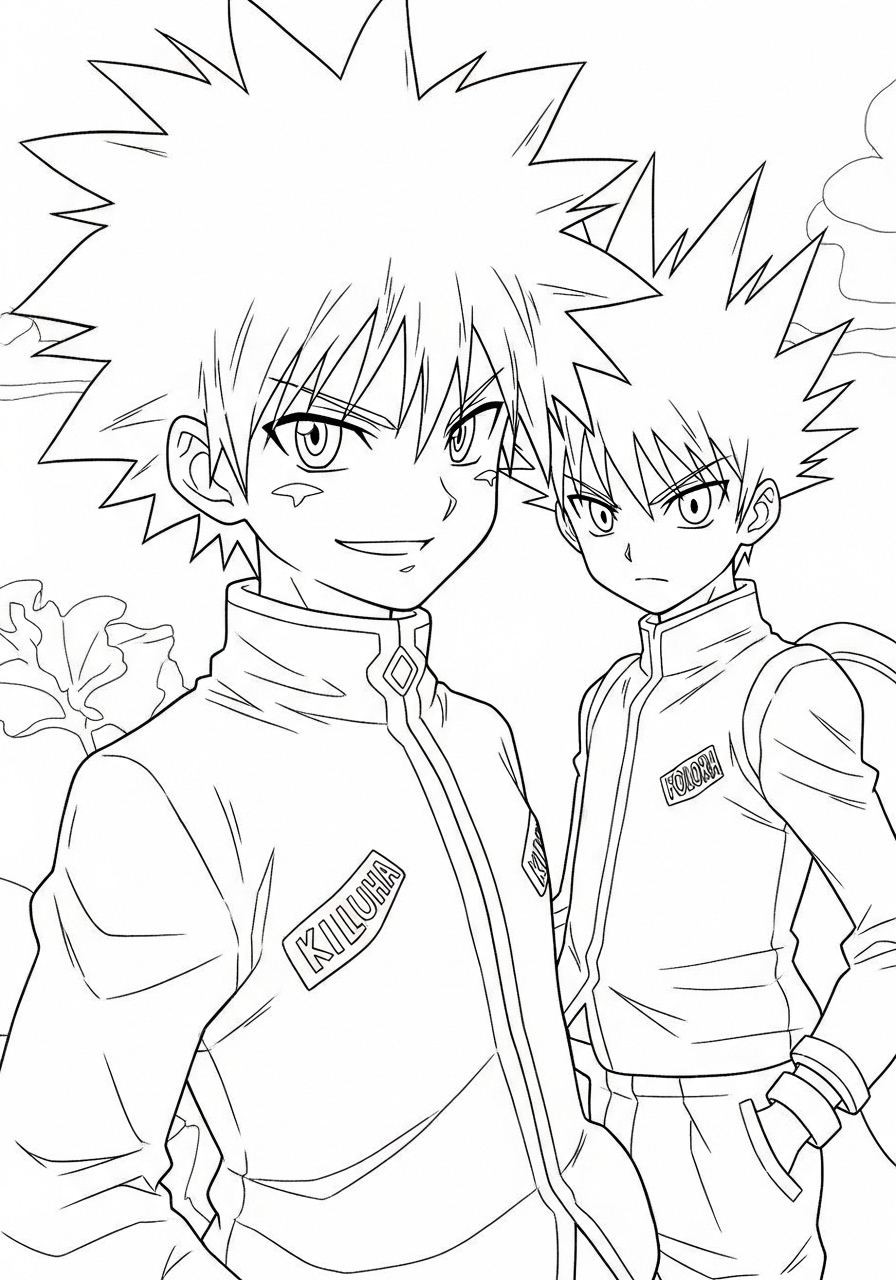 Desenho de Anime com Killua de Hunter x Hunter para colorir