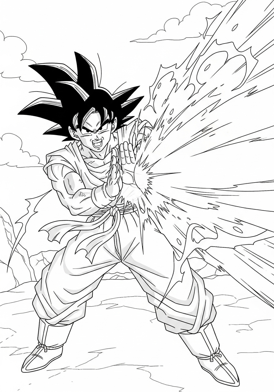 Desenho de Anime com Goku de Dragon Ball para colorir