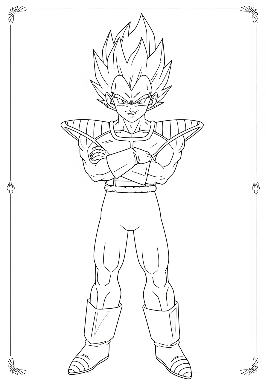 Desenho de Anime com Vegeta de Dragon Ball para colorir