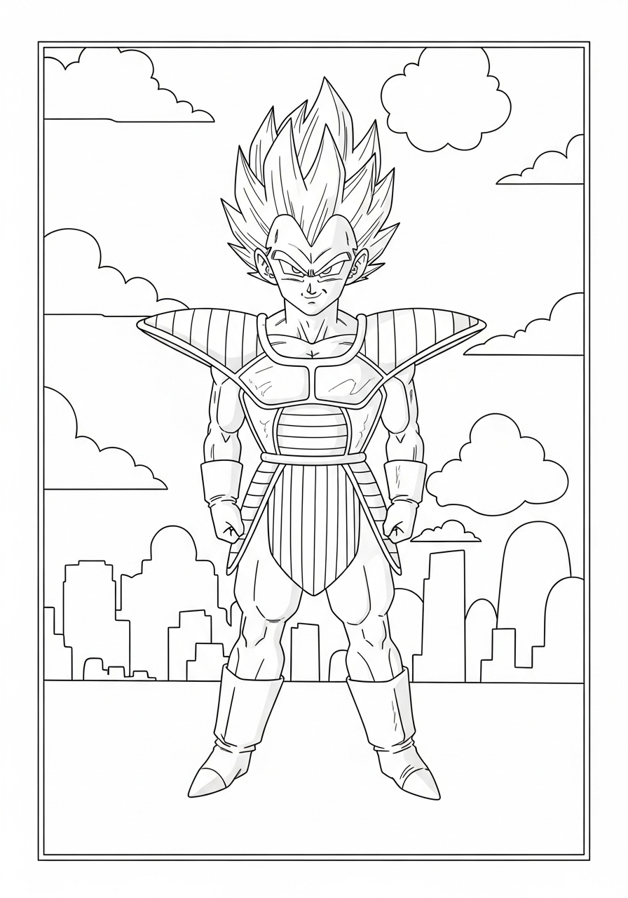 Desenho de Anime com Vegeta de Dragon Ball para colorir
