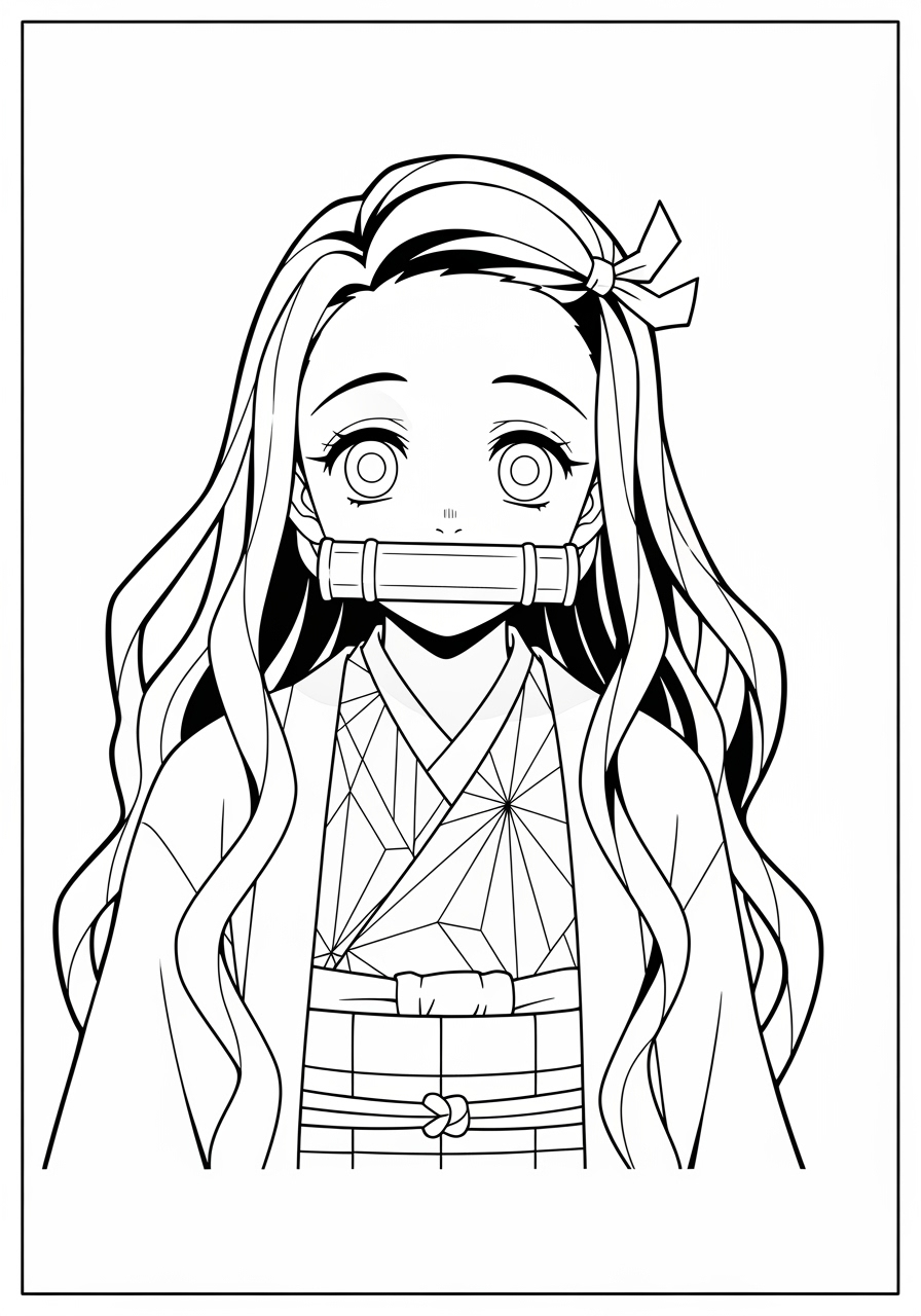 Desenho de Anime com Nezuko de Kimetsu no Yaiba