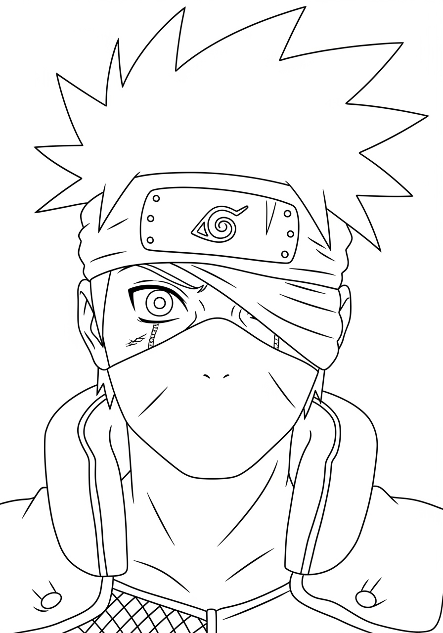 Desenho de Anime com Kakashi de Naruto para colorir