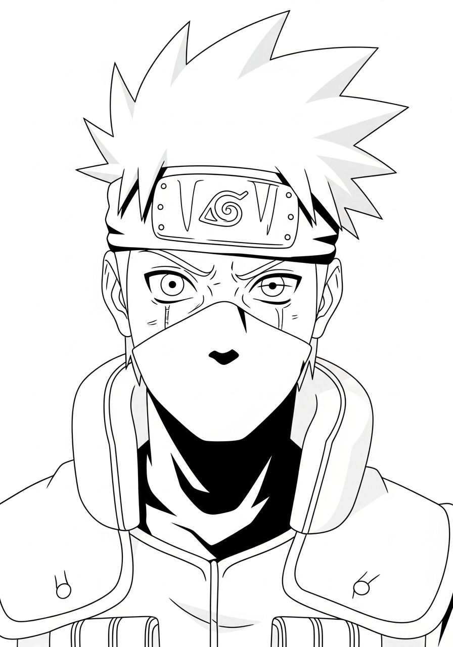 Desenho de Anime Kakashi de Naruto para colorir