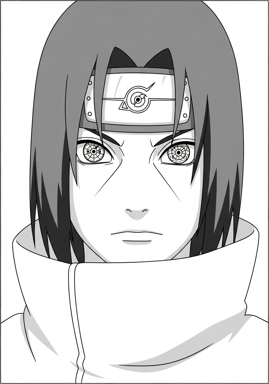 Desenho de Anime com Itachi Uchiha de Naruto para colorir
