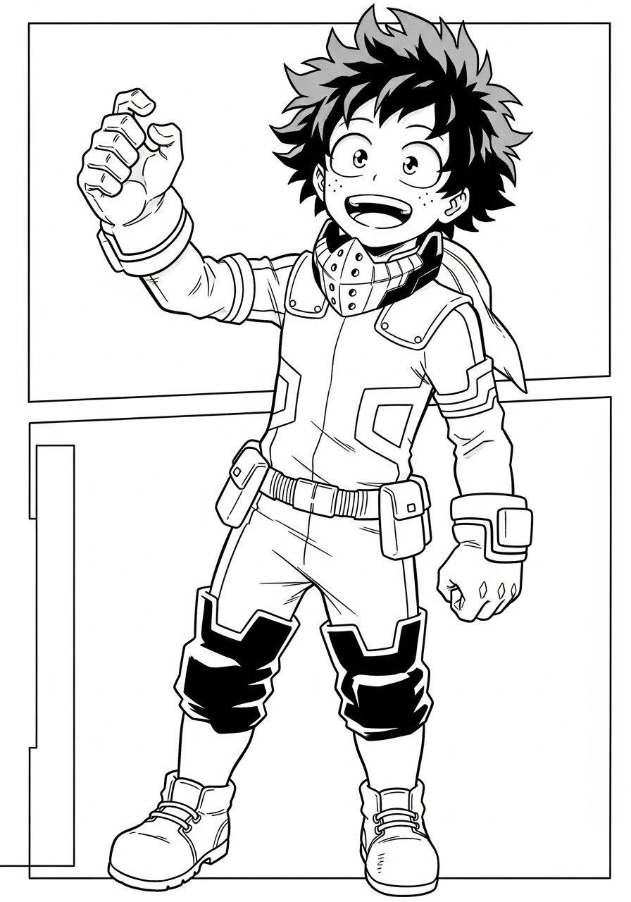 Desenho de Anime com Deku para colorir