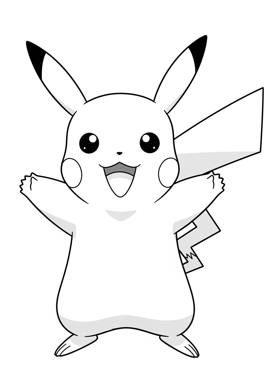 Desenho de Anime Pikachu do Pokémon para colorir divertido
