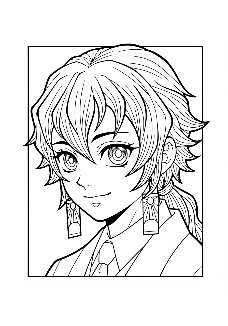 Desenho de Anime com Tanjiro de Demon Slayer para colorir