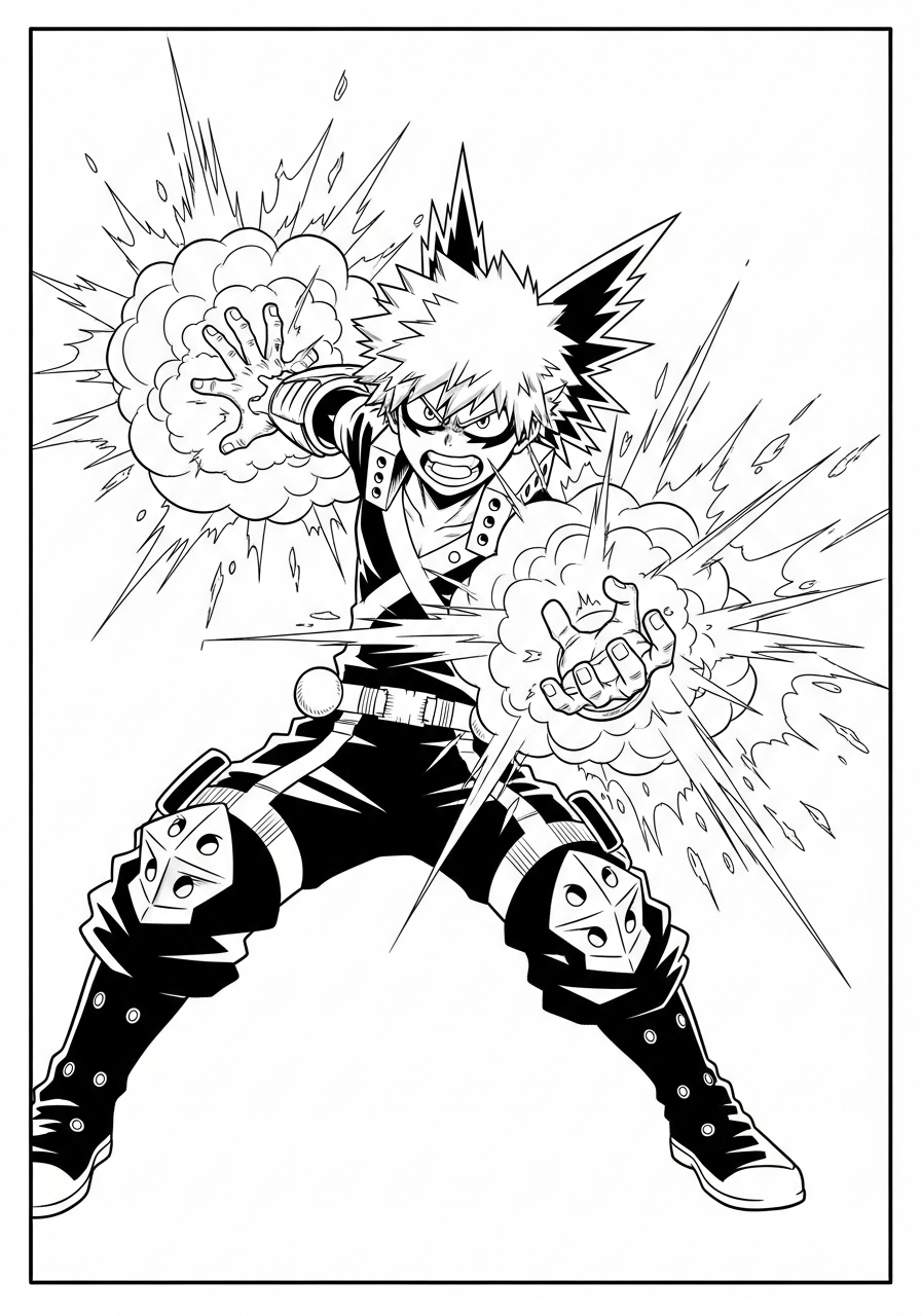 Desenho de Anime com Bakugo de My Hero Academia para colorir