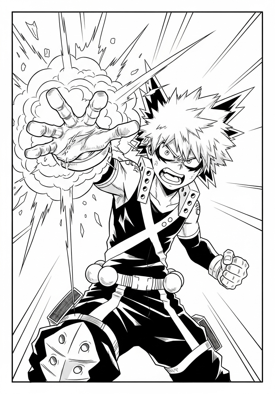 Desenho de Anime Bakugo de Boku no Hero para colorir