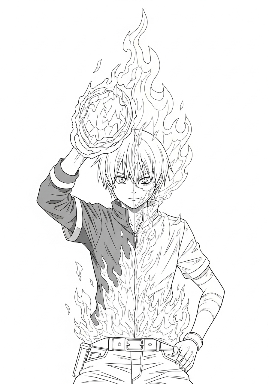 Desenho de Anime com Shoto Todoroki de My Hero Academia