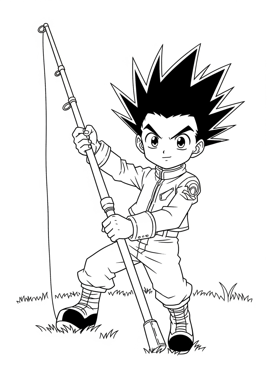 Desenho de Anime com Gon de Hunter x Hunter para colorir