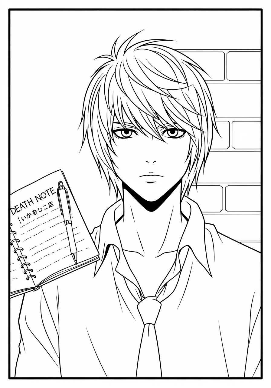 Desenho de Anime com Light de Death Note para colorir
