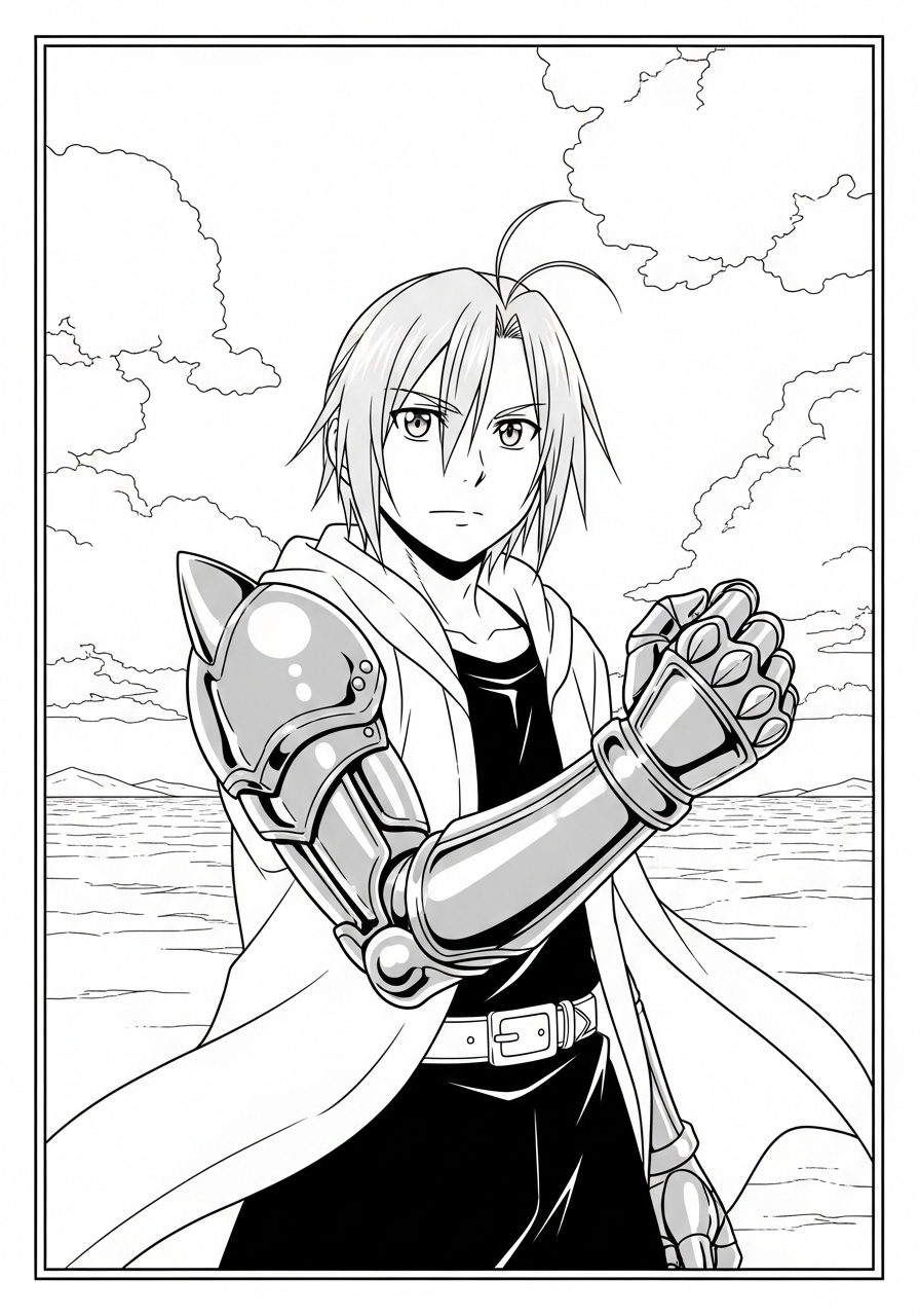Desenho de Anime com Edward Elric de Fullmetal Alchemist
