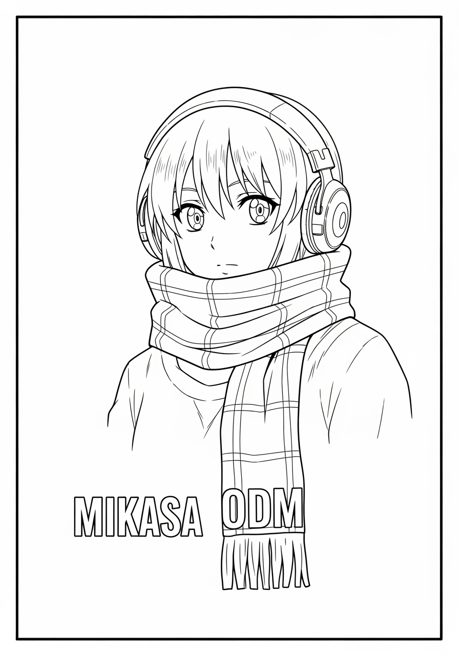 Desenho de Anime Mikasa de Attack on Titan para colorir
