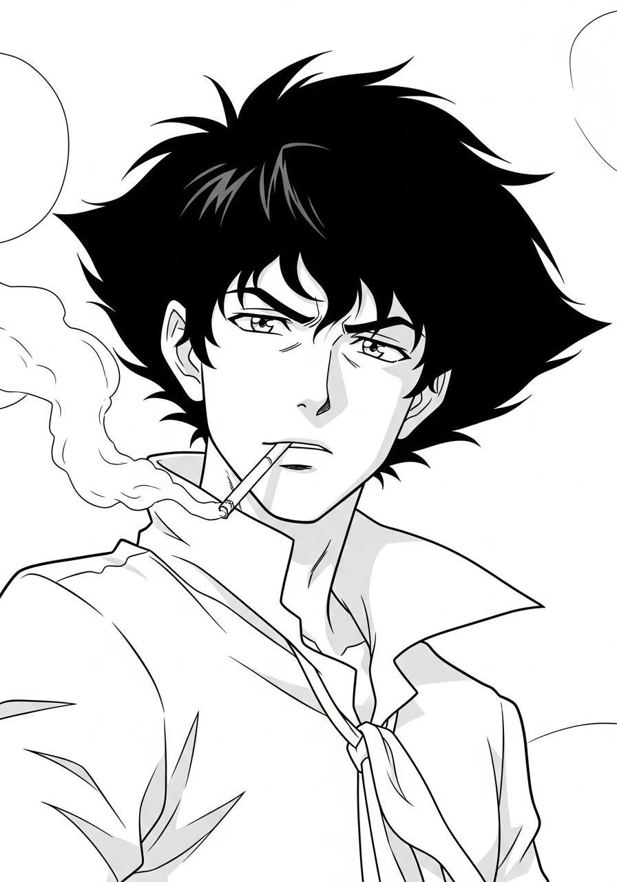 Desenho de Anime com personagem do Cowboy Bebop