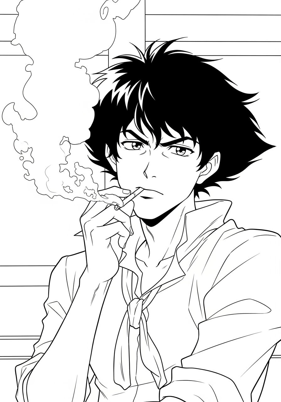 Desenho de Anime com Spike de Cowboy Bebop para colorir