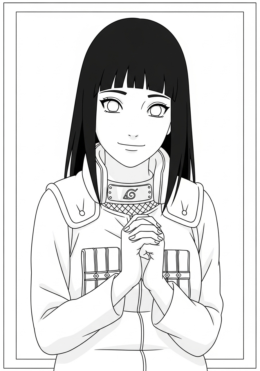 Desenho de Anime com Hinata de Naruto para colorir