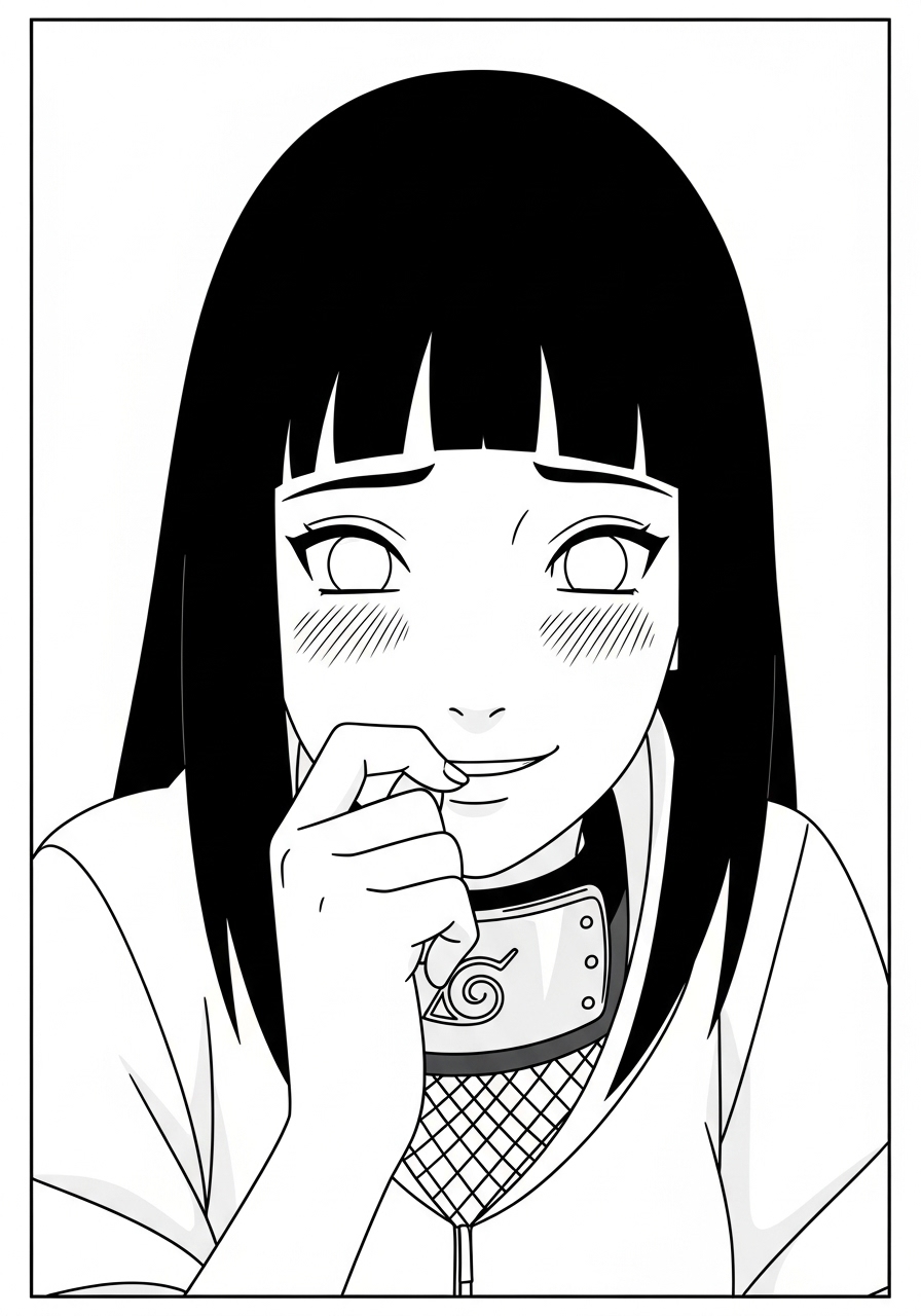 Desenho de Anime com Hinata de Naruto para colorir