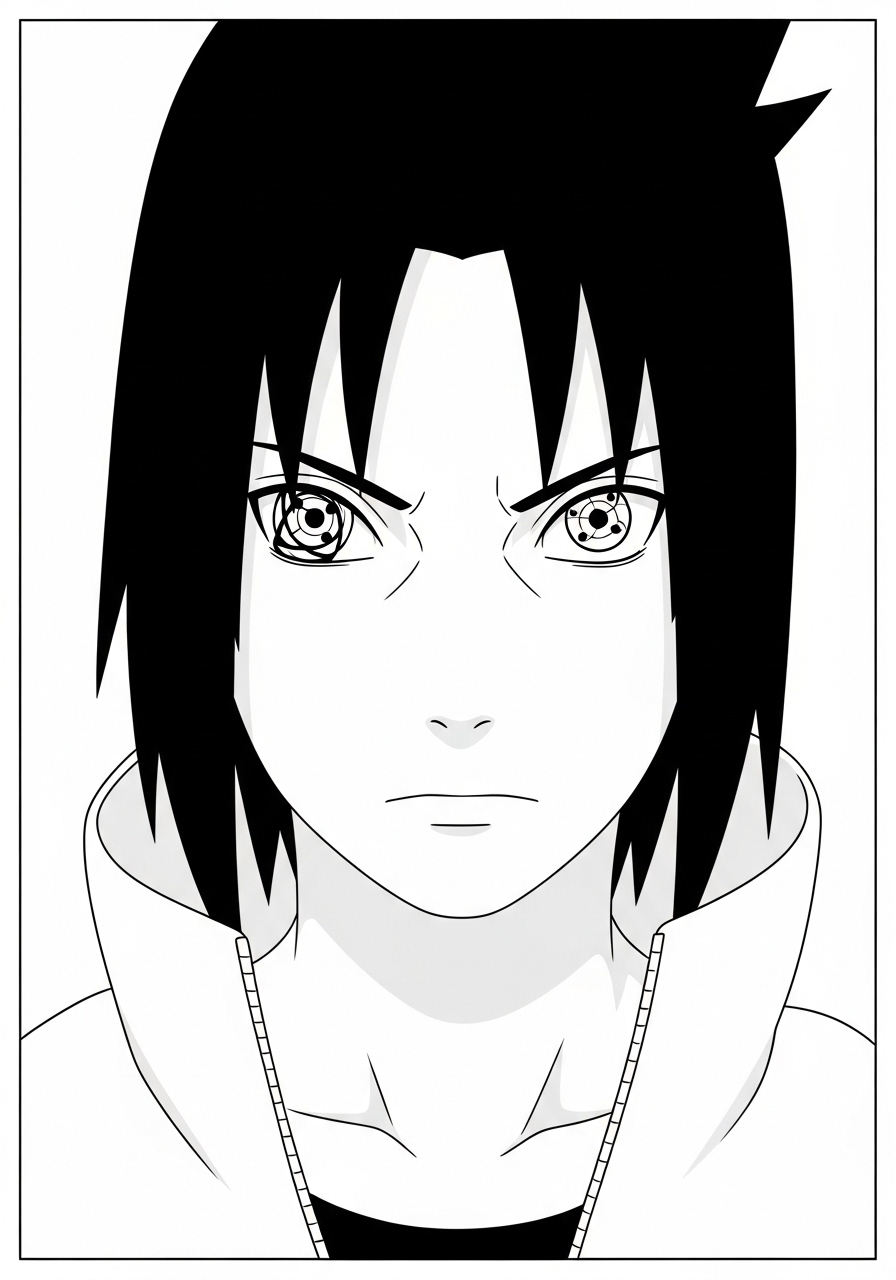 Desenho de Anime com Sasuke de Naruto para colorir