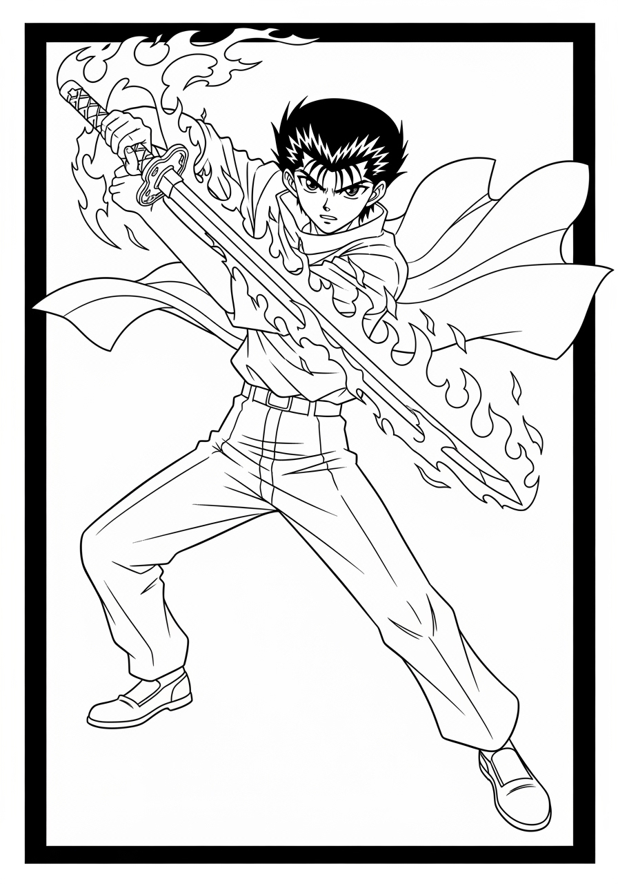 Desenho de Anime Yusuke de Yu Yu Hakusho para imprimir