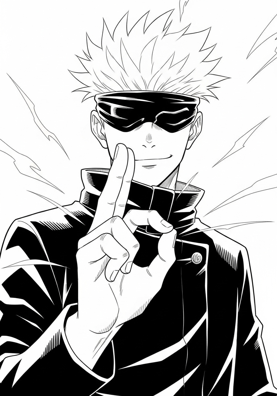 Desenho de Anime com Gojo de jujutsu kaisen para colorir