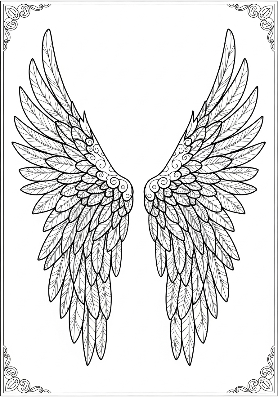 Desenho de asas de anjo simples para colorir