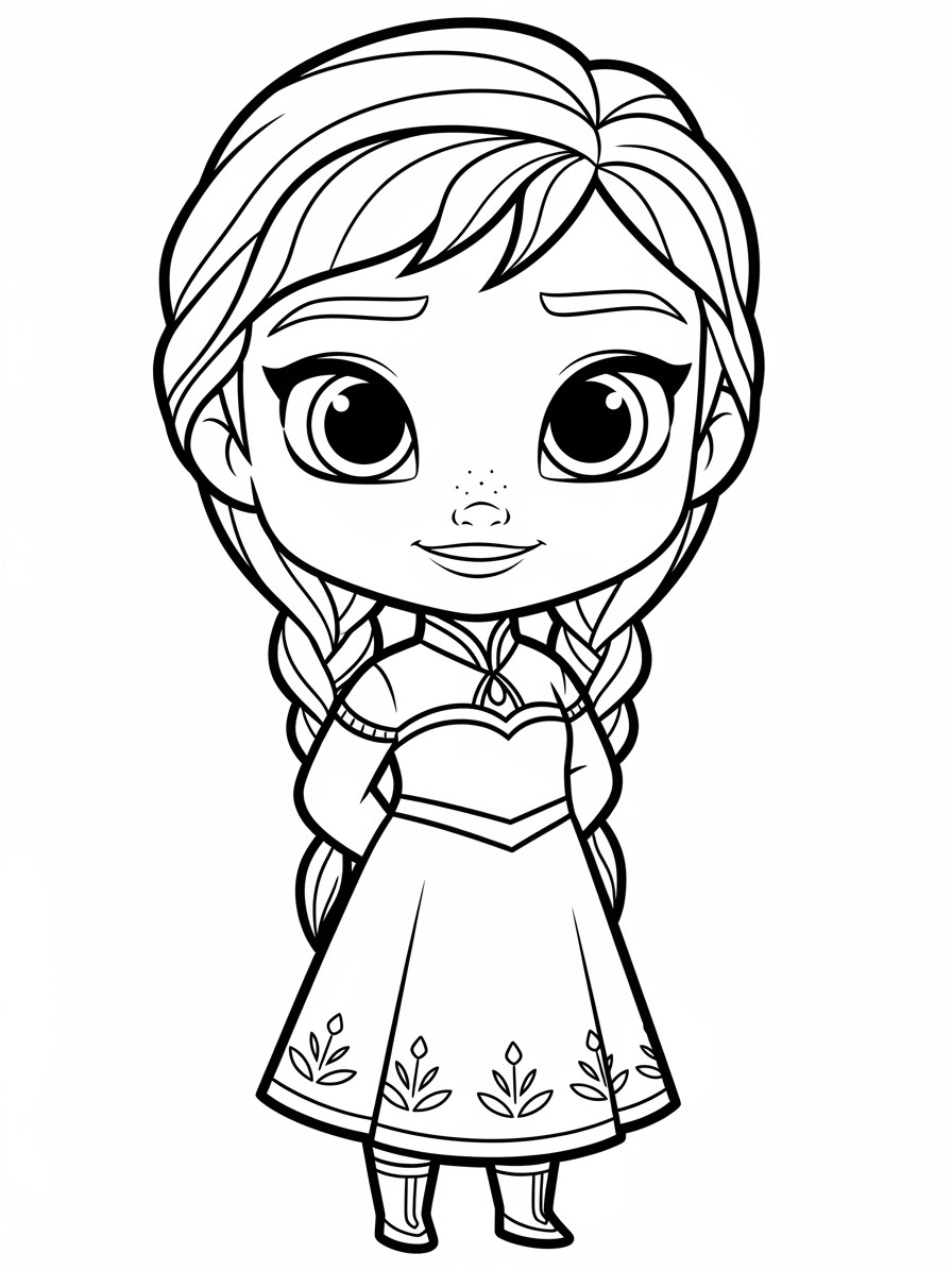Desenho da Anna com sorriso para colorir