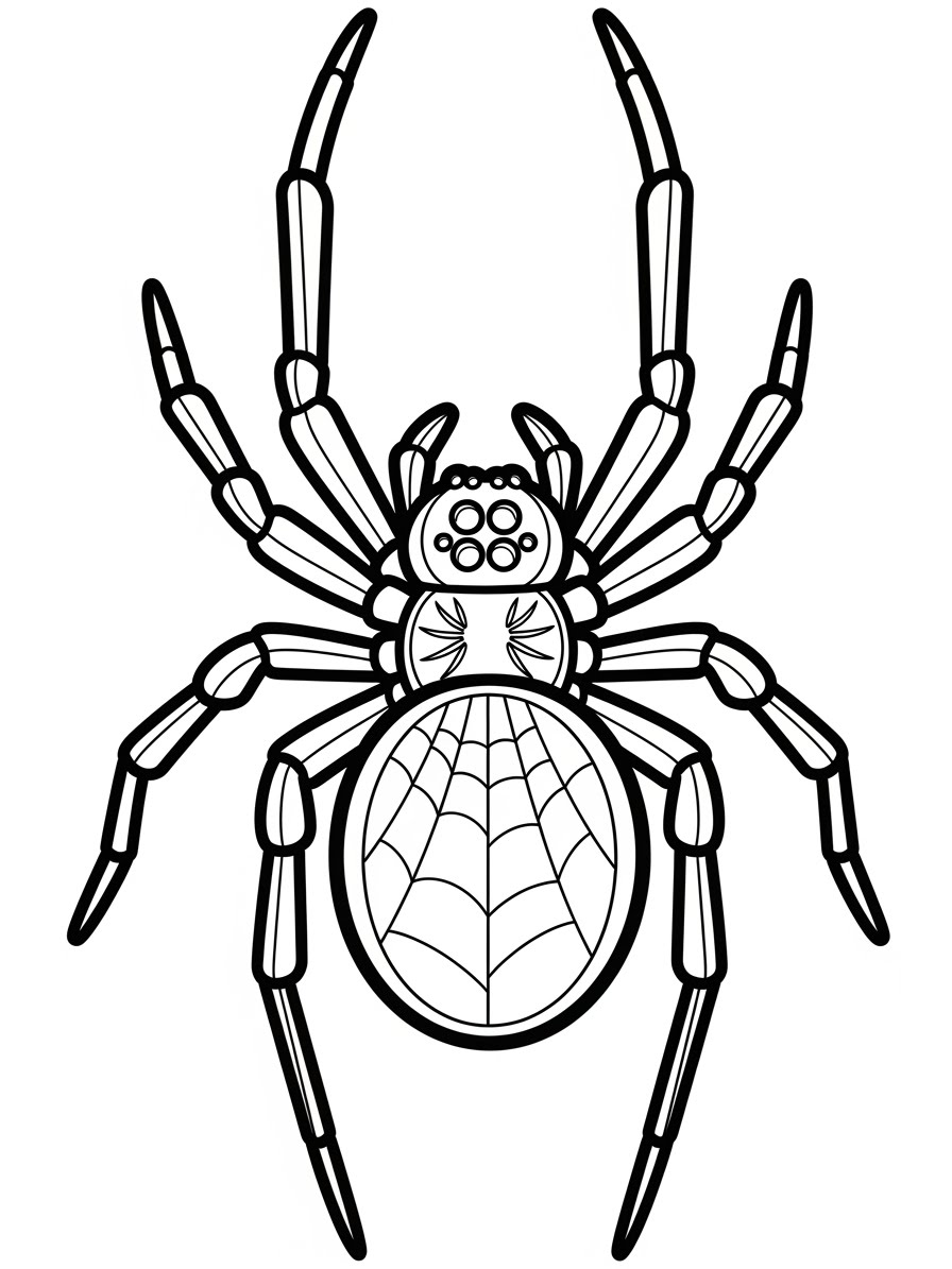 Desenho de Aranha com detalhes para colorir